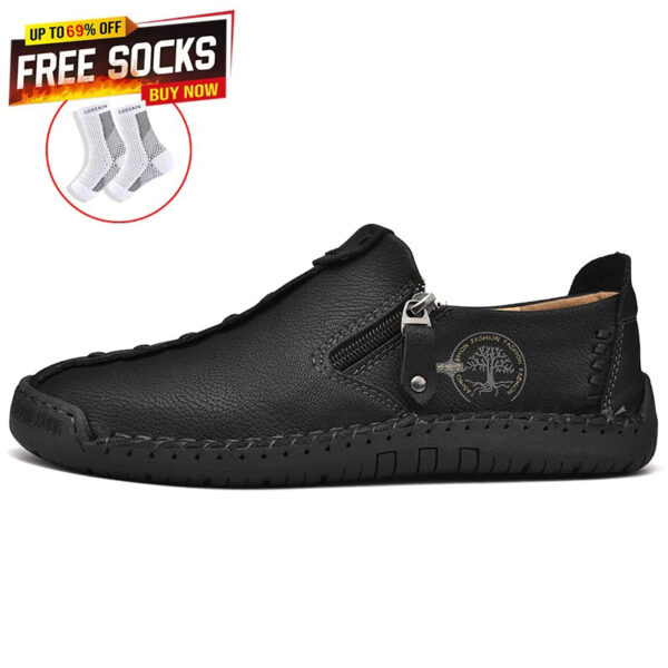 Women's Casual Leather Wide Toe Non-slip Slip-On Loafers2