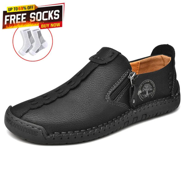 Women's Casual Leather Wide Toe Non-slip Slip-On Loafers2