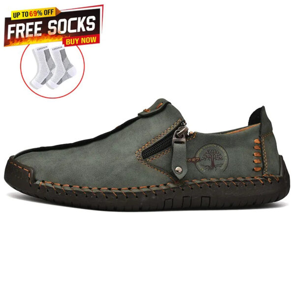 Women's Casual Leather Wide Toe Non-slip Slip-On Loafers2