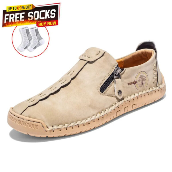 Women's Casual Leather Wide Toe Non-slip Slip-On Loafers2